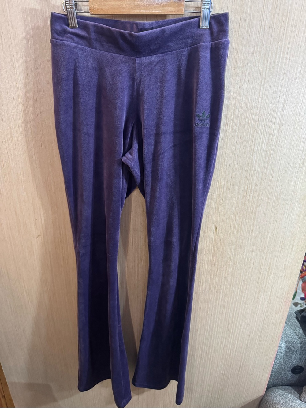 Women adidas Purple Velour Flared Sweats Size Small